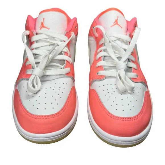 Nike Air Jordan 1 Low SE sneakers. Lava Glow, Barely Volt, & White. Mens Size 11
